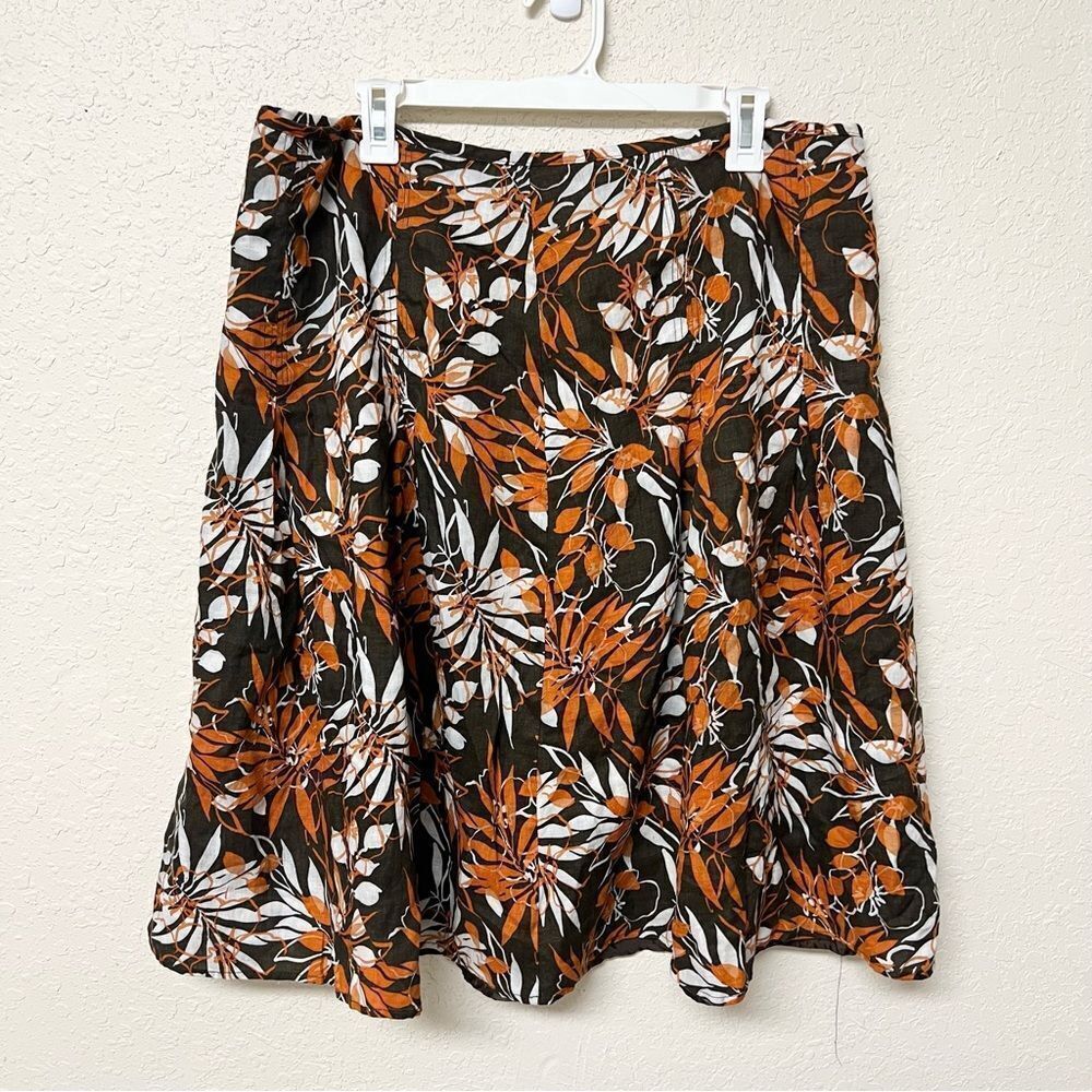 Ecologie 100% Linen Women’s A Line Skirt Size 14 Fall Minimalist Lined Side Zip